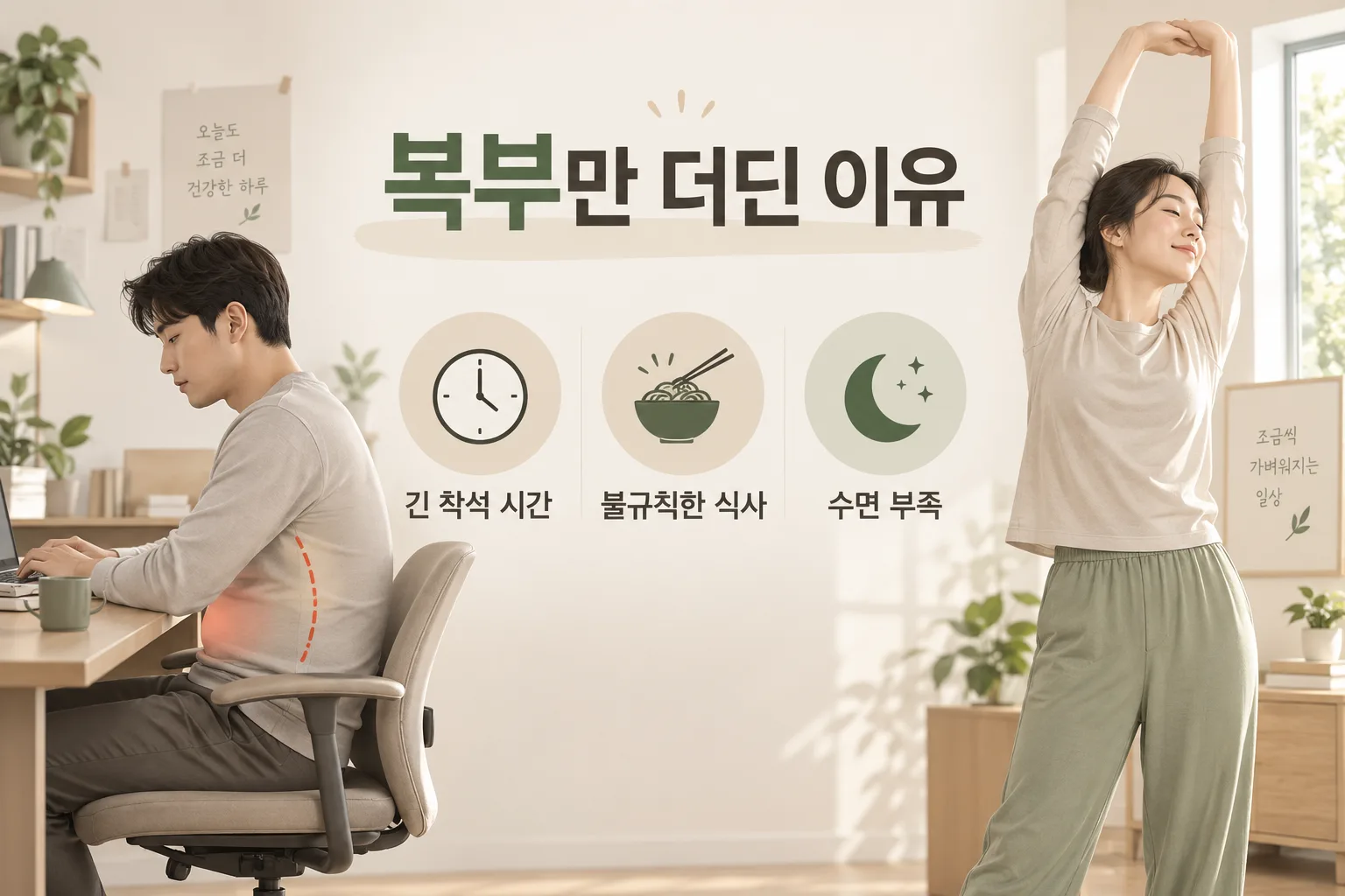 착석 자세와 복부 설명 이미지